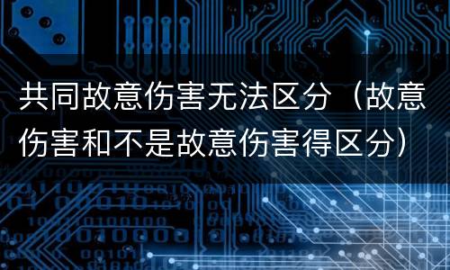 共同故意伤害无法区分（故意伤害和不是故意伤害得区分）