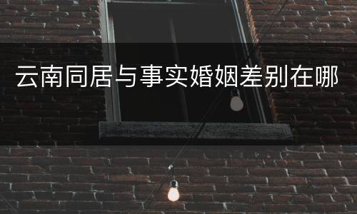 云南同居与事实婚姻差别在哪