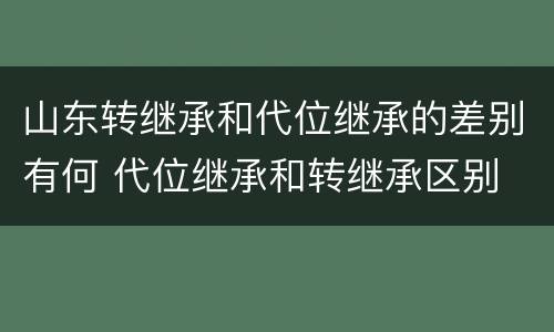 山东转继承和代位继承的差别有何 代位继承和转继承区别