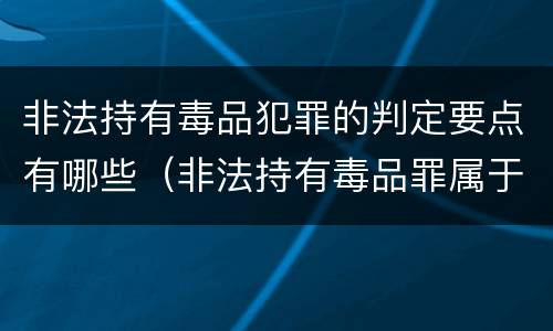 非法持有毒品犯罪的判定要点有哪些（非法持有毒品罪属于什么犯罪类型）