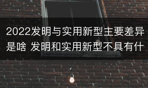 2022发明与实用新型主要差异是啥 发明和实用新型不具有什么特性