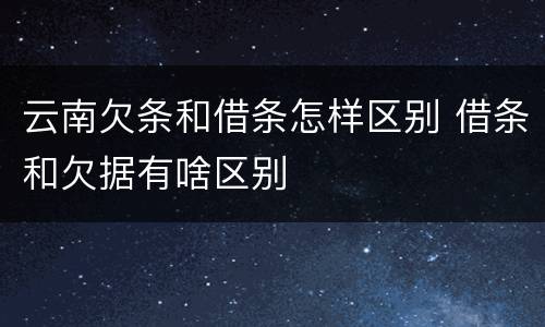 云南欠条和借条怎样区别 借条和欠据有啥区别