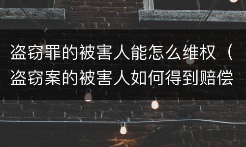 盗窃罪的被害人能怎么维权（盗窃案的被害人如何得到赔偿）