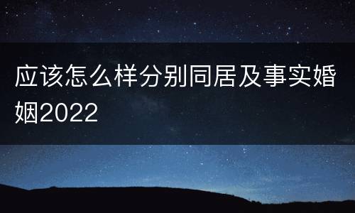 应该怎么样分别同居及事实婚姻2022