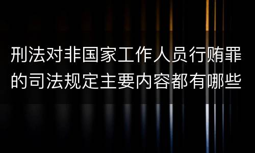 刑法对非国家工作人员行贿罪的司法规定主要内容都有哪些