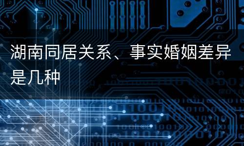 湖南同居关系、事实婚姻差异是几种