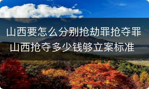 山西要怎么分别抢劫罪抢夺罪 山西抢夺多少钱够立案标准