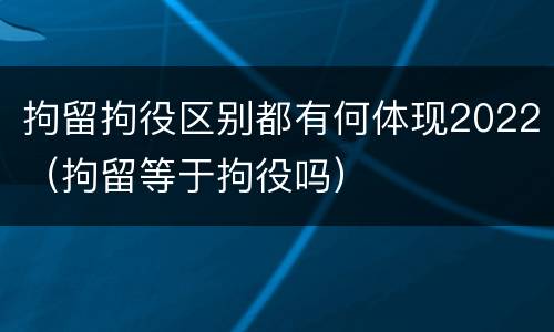 拘留拘役区别都有何体现2022（拘留等于拘役吗）