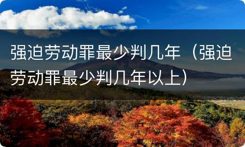 强迫劳动罪最少判几年（强迫劳动罪最少判几年以上）