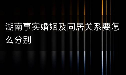 湖南事实婚姻及同居关系要怎么分别