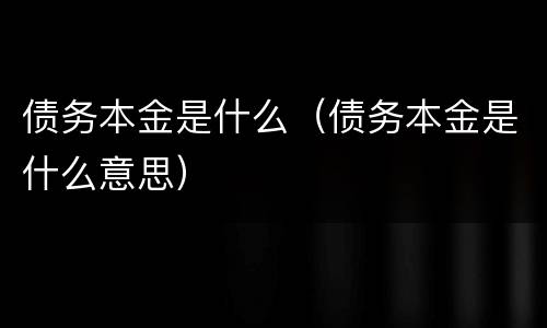 债务本金是什么（债务本金是什么意思）