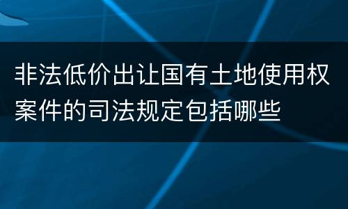 非法低价出让国有土地使用权案件的司法规定包括哪些