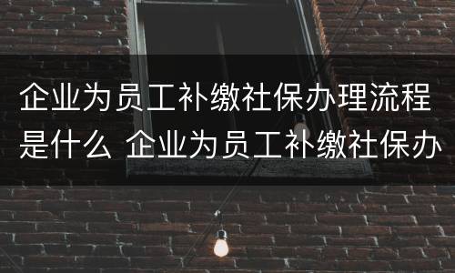企业为员工补缴社保办理流程是什么 企业为员工补缴社保办理流程是什么意思