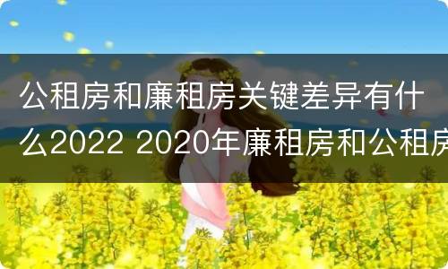 公租房和廉租房关键差异有什么2022 2020年廉租房和公租房的区别