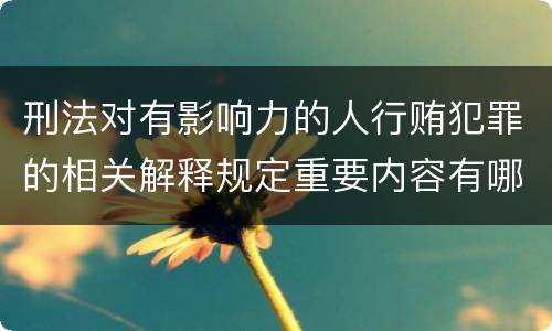 刑法对有影响力的人行贿犯罪的相关解释规定重要内容有哪些