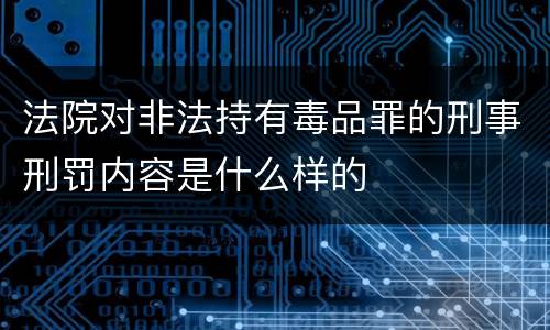 法院对非法持有毒品罪的刑事刑罚内容是什么样的