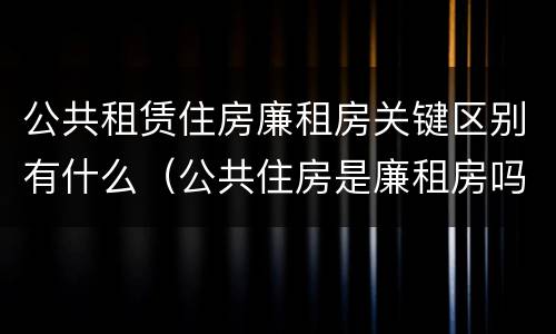 公共租赁住房廉租房关键区别有什么（公共住房是廉租房吗）
