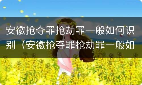 安徽抢夺罪抢劫罪一般如何识别（安徽抢夺罪抢劫罪一般如何识别的）