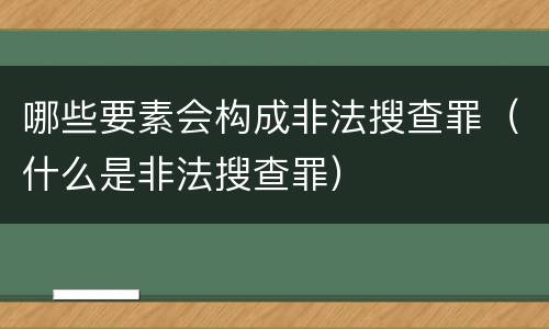 哪些要素会构成非法搜查罪（什么是非法搜查罪）