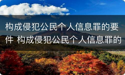 构成侵犯公民个人信息罪的要件 构成侵犯公民个人信息罪的要件是