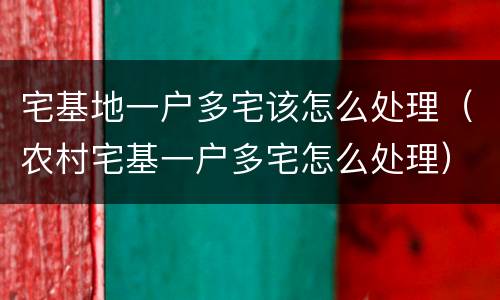 宅基地一户多宅该怎么处理（农村宅基一户多宅怎么处理）