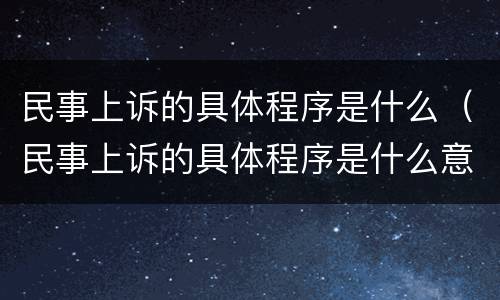民事上诉的具体程序是什么（民事上诉的具体程序是什么意思）