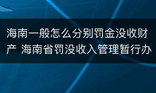 海南一般怎么分别罚金没收财产 海南省罚没收入管理暂行办法