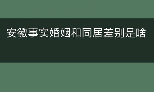 安徽事实婚姻和同居差别是啥