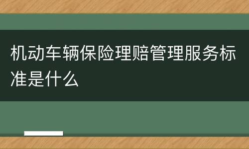 机动车辆保险理赔管理服务标准是什么