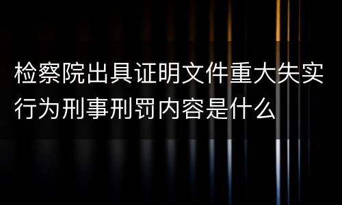检察院出具证明文件重大失实行为刑事刑罚内容是什么