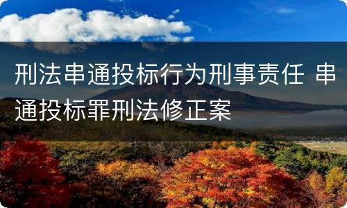 刑法串通投标行为刑事责任 串通投标罪刑法修正案