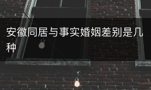 安徽同居与事实婚姻差别是几种