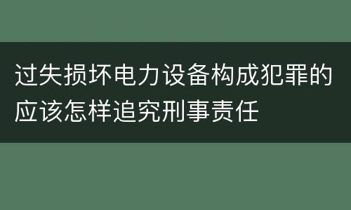 过失损坏电力设备构成犯罪的应该怎样追究刑事责任