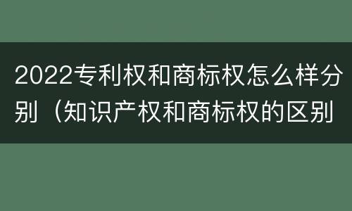 2022专利权和商标权怎么样分别（知识产权和商标权的区别）
