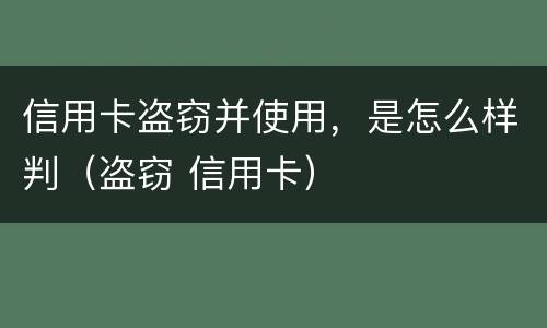 信用卡盗窃并使用，是怎么样判（盗窃 信用卡）