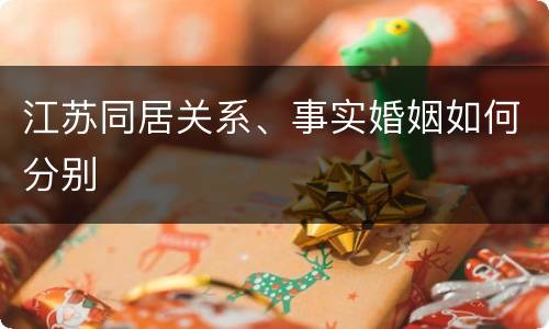 江苏同居关系、事实婚姻如何分别