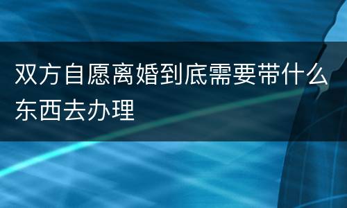 双方自愿离婚到底需要带什么东西去办理