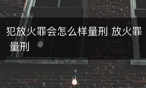 犯放火罪会怎么样量刑 放火罪 量刑