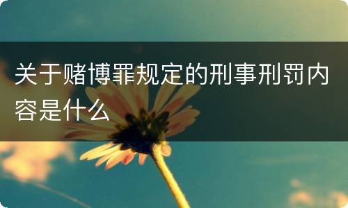 关于赌博罪规定的刑事刑罚内容是什么