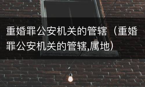 重婚罪公安机关的管辖（重婚罪公安机关的管辖,属地）