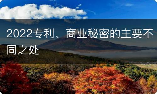 2022专利、商业秘密的主要不同之处