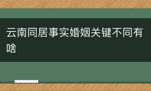 云南同居事实婚姻关键不同有啥