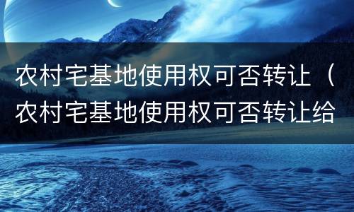 农村宅基地使用权可否转让（农村宅基地使用权可否转让给子女）