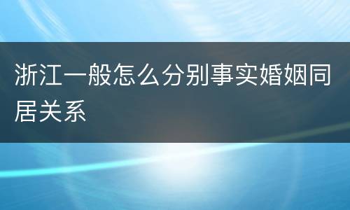 浙江一般怎么分别事实婚姻同居关系