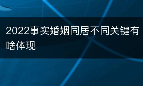 2022事实婚姻同居不同关键有啥体现