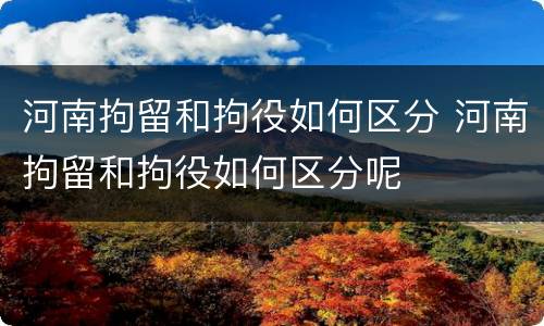 河南拘留和拘役如何区分 河南拘留和拘役如何区分呢