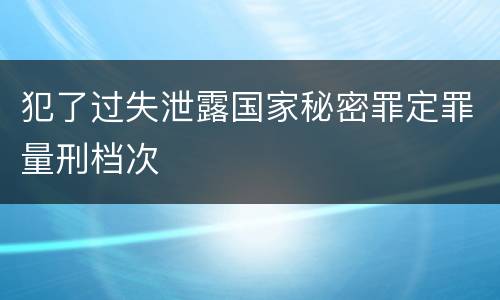 犯了过失泄露国家秘密罪定罪量刑档次