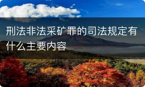刑法非法采矿罪的司法规定有什么主要内容