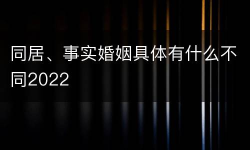 同居、事实婚姻具体有什么不同2022