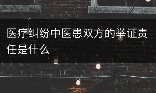 医疗纠纷中医患双方的举证责任是什么